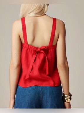 J.Crew Linen 100% Bow-Back Top Red , size 2X